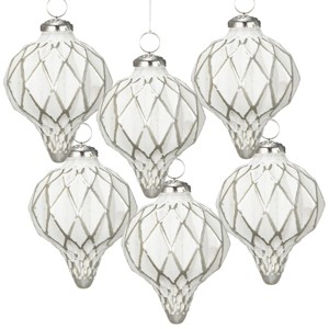 GlasFlength Tree Ornaments Modern Glass Ball Set Simple Elegant Design for Christmas Tree Home Decor Indoor Outdoor, White, 2.8"*2.8"*3" - 1 of 4