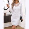Summer Elegant Long Sleeve Dress Round Neck Lace Trim Bodycon Women Dress - 3 of 4
