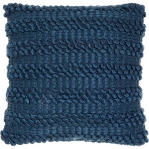 Woven Stripes Oversize Square Throw Pillow Navy - Mina Victory, Blue