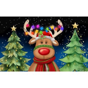 Briarwood Lane Christmas Doormat 30x18 Indoor Outdoor Festive Reindeer For Christmas Doormat - 1 of 4