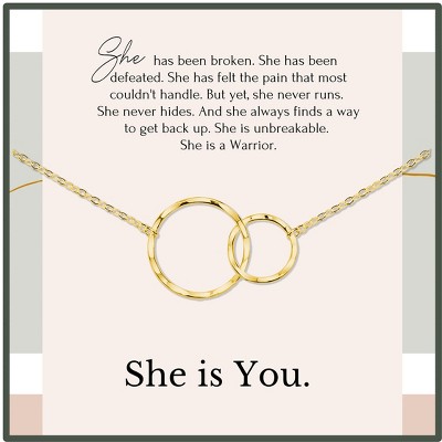 HOPE LOVE SHINE She Is You Strength Gifts for Women Necklace Gold / sterling silver 2 Rings 18"
