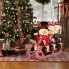 LuxenHome Lighted Snowman Family on Sled in Winter Coats,Outdoor Christmas Yard Decoration Red, White, Black, Blue, Green - 4 of 4