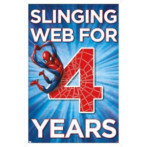 Trends International Marvel Spider-Man - Happy 4th Birthday Framed Wall Poster Prints - 1 of 4