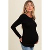 Pinkblush Black Ribbed Scoop Neck Long Sleeve Maternity Top - 3 of 4