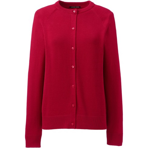 Lands' End School Uniform Women's Cotton Modal Cardigan Sweater - X Small -  Red