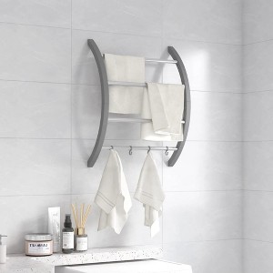 vidaXL Towel Rack with Hooks Silver 22"x6.3"x28.3" Aluminum - 1 of 4