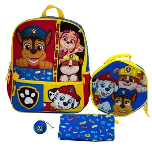 Paw Patrol Peeking Pups 4 Piece Backpack Set for Boys & Girls, Featuring Chase, Marshall, Rubble, & Skye, Kids School Bag, Blue - 1 of 4