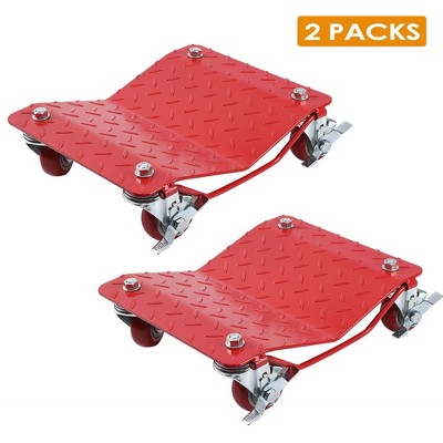6000 lbs Tire Wheel Dolly Car Set of 2, Heavy Duty Carbon Steel Car Mover with Antiskid Plate & 360 Degree Rotatable Wheel, 16"x13", Red