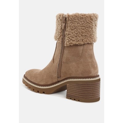 Woolly Faux Fur & Embroidery Detail Boots