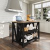 Large Kitchen Island with Storage, Dining Table Set with Power Outlet & LED Lights, 47.2" Coffee Bar Table with 3 Tier Microwave Stand Oven Shelf - 2 of 4