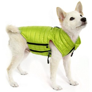Gooby Water Resistant Puffer Vest with Side Zipper Closure for Small Dogs, Lime, Large - 1 of 1