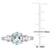 EVERLY JEWELRY | Sterling Silver 1 5/8 CT TGW Aquamarine Created White Sapphire 3-Stone Ring - 3 of 4