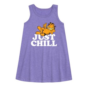 Girls' - Garfield - Just Chill Graphic Sleeveless Aline Dress - 1 of 3
