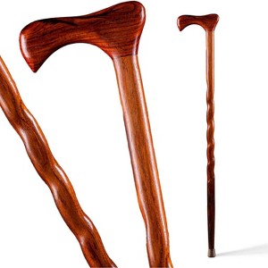 Brazos Handcrafted Wood Walking Cane, Twisted Cocobolo, Traditional Style Handle, for Men & Women, Made in the USA, 37 - 1 of 4