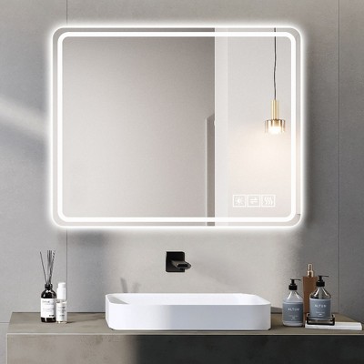 Mirror for Bathroom, Vanity Mirror for Bathroom, Wall Mounted Anti-Fog Frameless Make Up Mirror