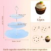 Unique Bargains 3 Tier Dessert Cupcake Stand Holder Round with Tiered Serving Tray for Donuts Fruits Blue Silver Tone - 2 of 4