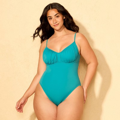 Shade & Shore Women's Tummy Control Underwire Medium Coverage One Piece Swimsuit - Shade & Shore™ Turquoise M — фото 4