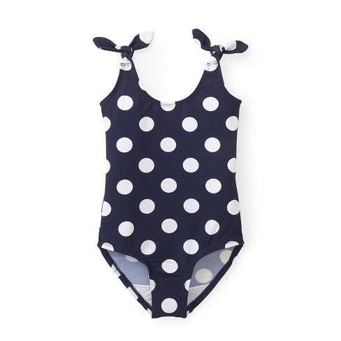 Hope Henry Girls Bow Shoulder One piece Swimsuit navy With