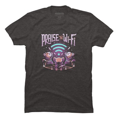 Men's Design By Humans Praise the Wifi Funny Evil Worship Cats By EduEly T-Shirt