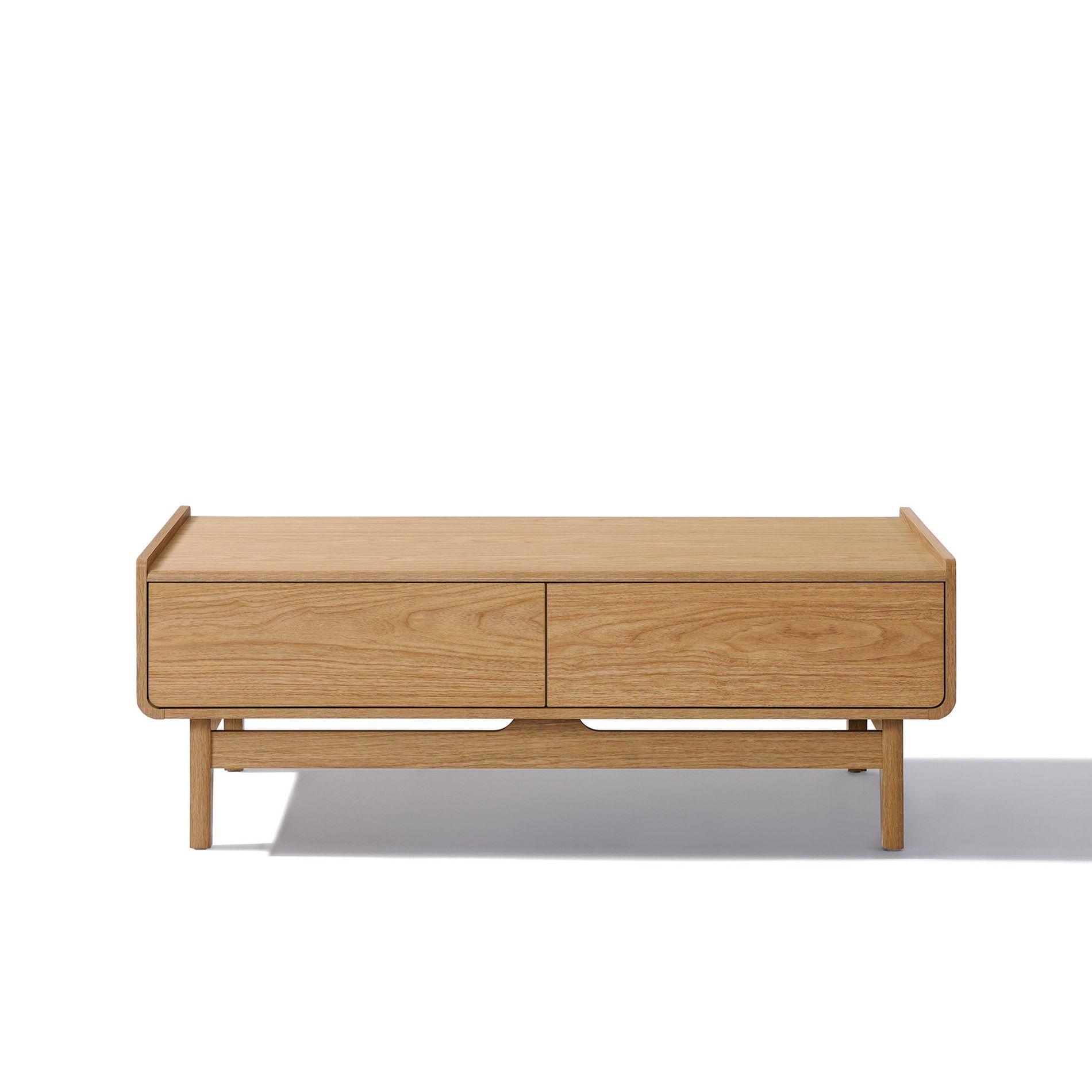 LuxenHome Mid-Century Modern Coffee Table with Storage, 47" Summer Oak Wood Rectangular Accent Center Table for Living Room, Home & Office Brown