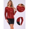 Allegra K Women's Sequin Glitter Round Neck Long Sleeve Evening Party Sparkly Blouse - 2 of 4