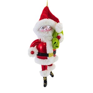Italian Ornaments 6.0 Inch Jubilant Delivery Claus Santa Toys Bag Christmas Tree Ornaments - 1 of 3