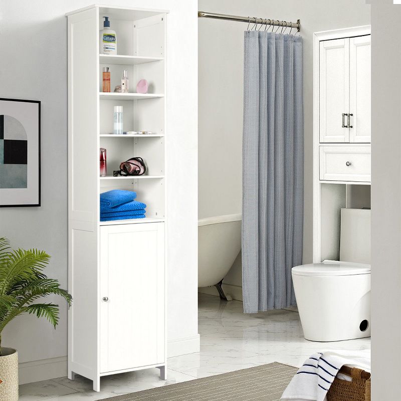 Costway 72''H Bathroom Tall Floor Storage Cabinet Shelving Display Grey\White, 2 of 11