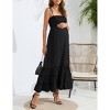 Coolmee Women Casual Smocked Maternity Sexy Backless Sleeveless Spaghetti Strap Tiered Ruffled Maxi Dress - 2 of 4