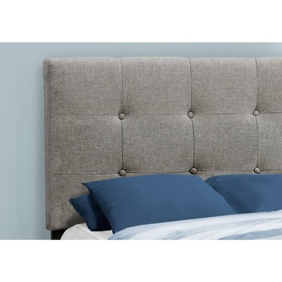 Gray Linen Upholstered Twin Bed with Tufted Headboard