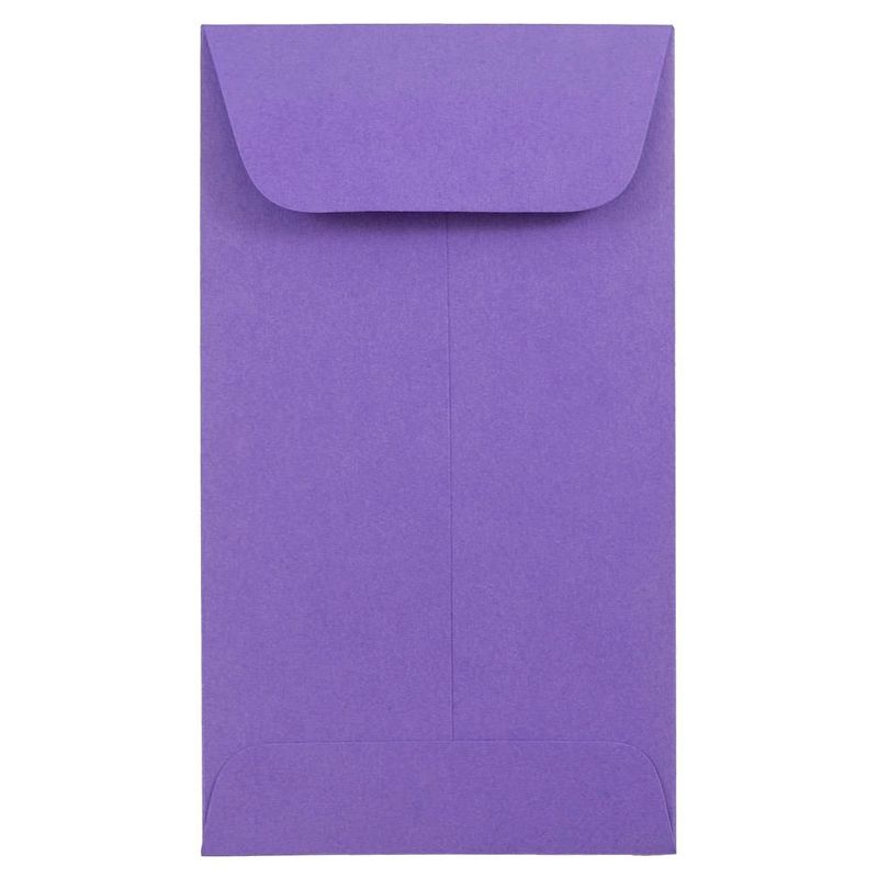 JAM Paper Brite Hue #5 1/2 Coin Envelopes, Violet Purple, 3 1/8 X 5 1/2, Recycled Paper, Gummed Flap, Pack of 50, 1 of 5
