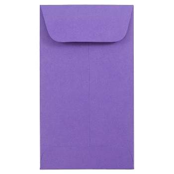 JAM Paper Brite Hue #5 1/2 Coin Envelopes, Violet Purple, 3 1/8 X 5 1/2, Recycled Paper, Gummed Flap, Pack of 50