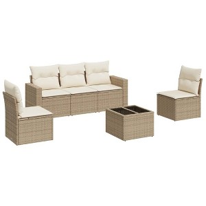 vidaXL Garden Sofa Set Beige, Cream White - 1 of 4