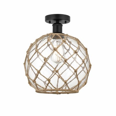 Farmhouse Rope - 1 Light Semi-Flush Mount In Industrial Style-12.75 Inches Tall and 10 Inches Wide