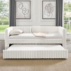 TiramisuBest Twin Upholstered Daybed with Trundle, Convertible Sofa Bed with Armrests, Striped Corduroy Fabric, Space-Saving Guest Bed, Beige - 3 of 4