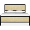 Rattan Headboard Bed Frame with Metal Support Under Bed Storage No Box Spring Needed Natural - 4 of 4