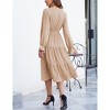 Clearlove Casual V Neck Layered Long Sleeve Wedding Guest Maxi Dresses for Women Flowy Maxi Dress - 3 of 4