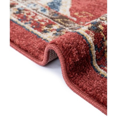 Eden Abstract Burgundy & Beige 5' x 8' Synthetic Area Rug
