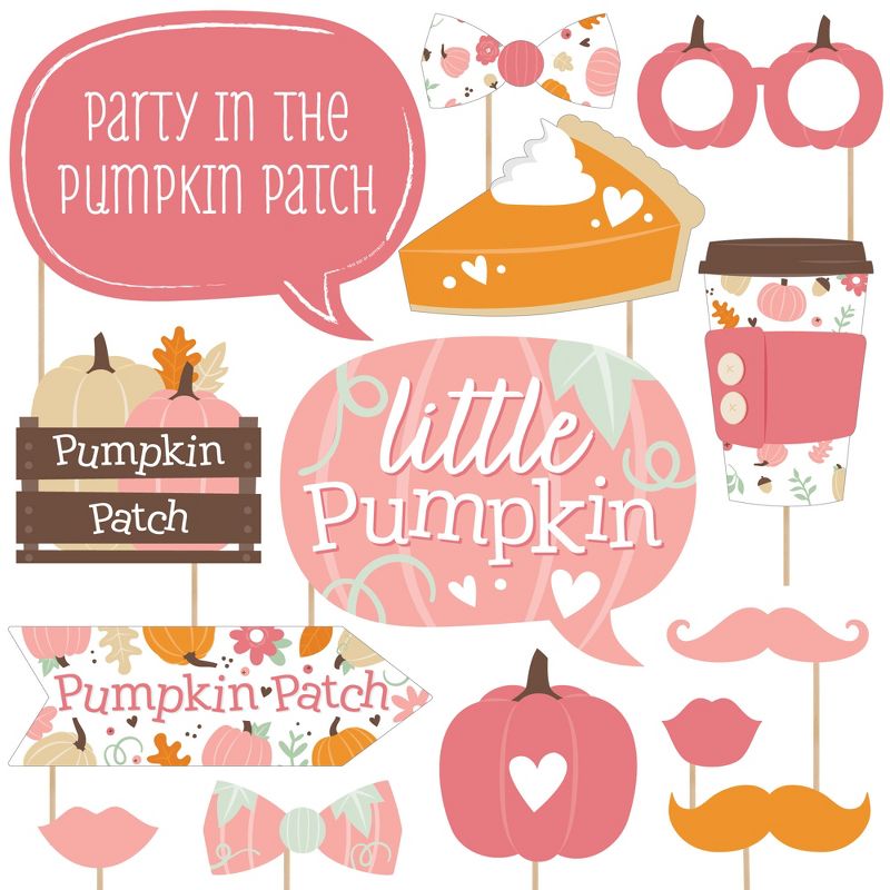Big Dot of Happiness Girl Little Pumpkin - Fall Birthday Party or Baby Shower Photo Booth Props Kit - 20 Count, 1 of 7