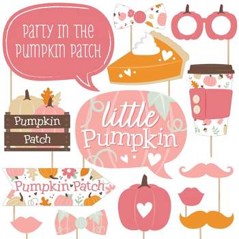 Big Dot of Happiness Girl Little Pumpkin - Fall Birthday Party or Baby Shower Photo Booth Props Kit - 20 Count