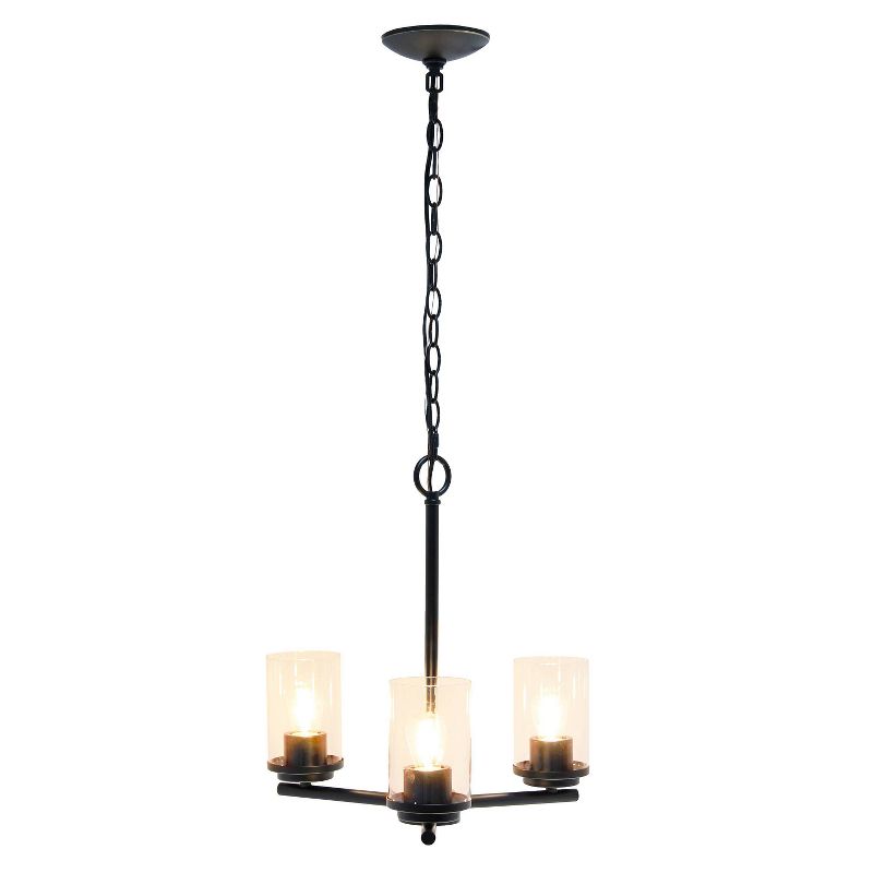 3-Light 15" Classic Contemporary Clear Glass/Metal Hanging Pendant Chandelier - Lalia Home, 2 of 11