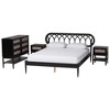 Baxton Studio Florica Art Deco Black Wood Queen 4-Piece Bedroom Set with Two Nightstands - 2 of 4