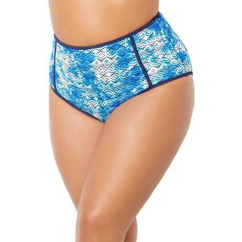 Swimsuits for All Women's Plus Size Crochet High Waist Piped Swim Brief