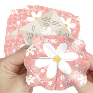 Big Dot of Happiness Checkered Daisy Flowers - Retro Boho Floral Valentine’s Day Party Cootie Catcher Game - Valentine Jokes for Kids Fortune Tellers - 1 of 4