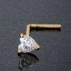 Jewelry Avalanche 22G 14K Gold Heart-shape Moissanite L-Shape Nose Stud - 2 of 4