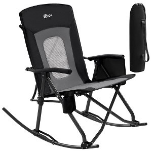 PORTAL Oversized Folding Rocking Camping Chair Portable Outdoor Rocker with High Back Hard Armrests Carry Bag, Supports 400 lbs, Mesh Back - 1 of 4