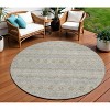 Silver Gray And Gold Floral Medallion Washable Indoor Outdoor Area Rug - 2 of 4