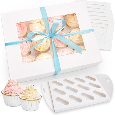 6 Pack 12 Count Cupcake Container with Handle Tray Windo