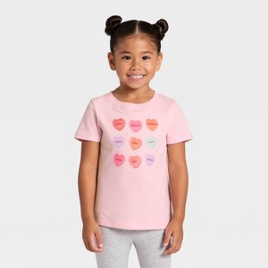 Toddler Girls' Valentine's Day Short Sleeve Graphic T-Shirt - Cat & Jack™ Light Pink - 1 of 4
