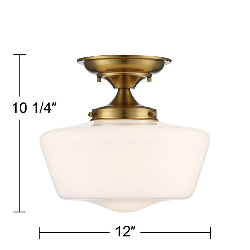 Regency Hill Rustic Farmhouse Ceiling Light Semi Flush Mount Fixture 12" Wide Soft Gold Opal White Glass for Bedroom Kitchen Living Room Hallway House, 4 of 8
