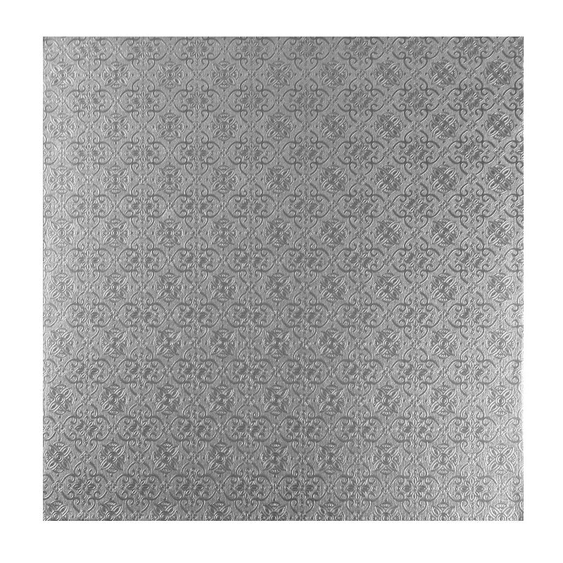 O'Creme Silver Square Cake Pastry Drum Board 1/2 Inch Thick, 16 Inch x 16 Inch - Pack of 5, 4 of 5